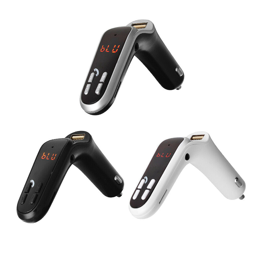 Wireless Bluetooth Car Kit FM Transmitter MP3 Player with USB Charger White