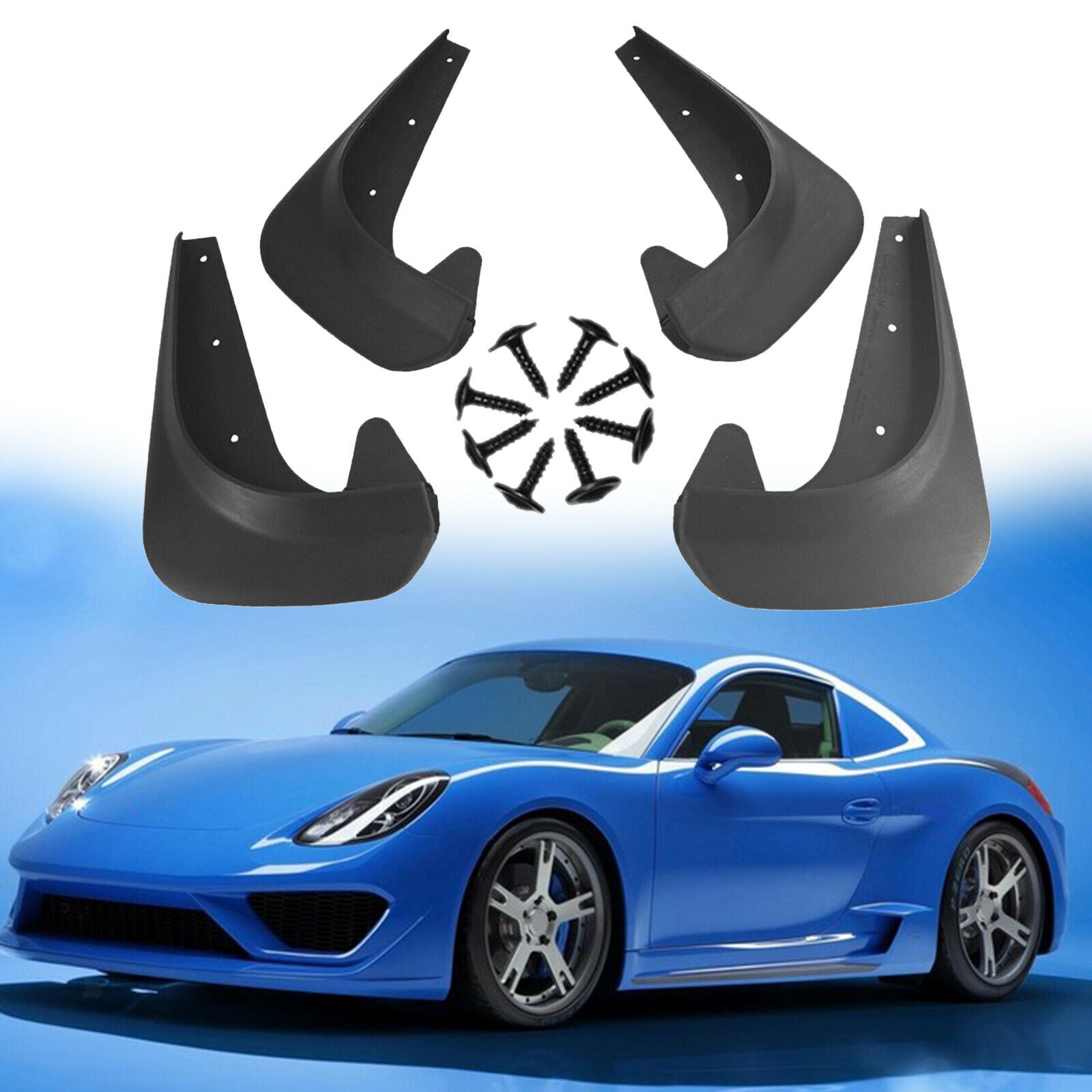 Car Mud Flaps Splash Guards Soft Plastic Front and Rear 250x180mm Black