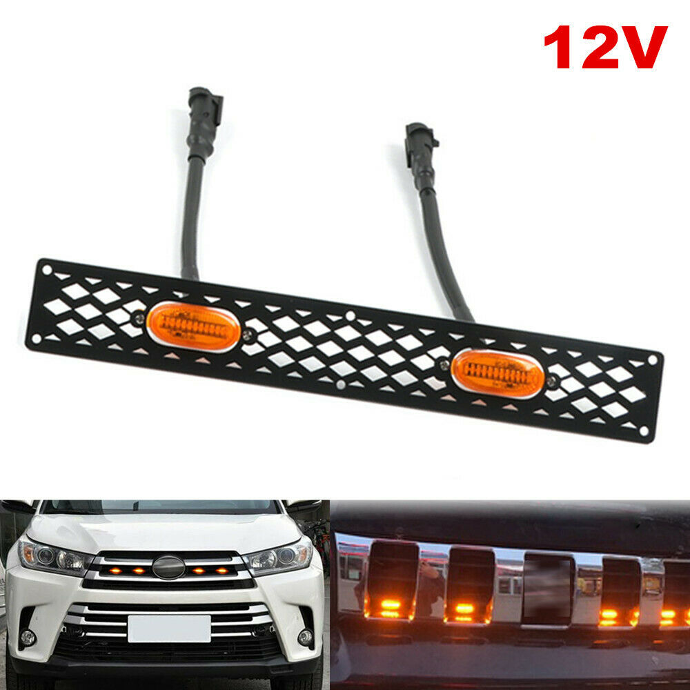 12V Off-road Vehicle Car Front Bumper Grille LED Small Yellow Light Bracket Kit