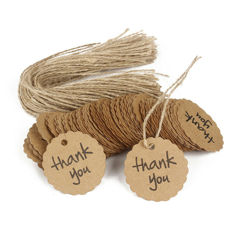 100Pcs Thank you Tags Cards with Strings