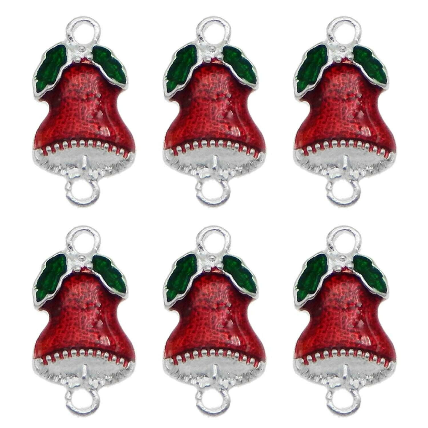 Lot 18pcs Enamel Alloy Lovely Xmas Bells Look Charms Necklace Pendant 19*11 mm