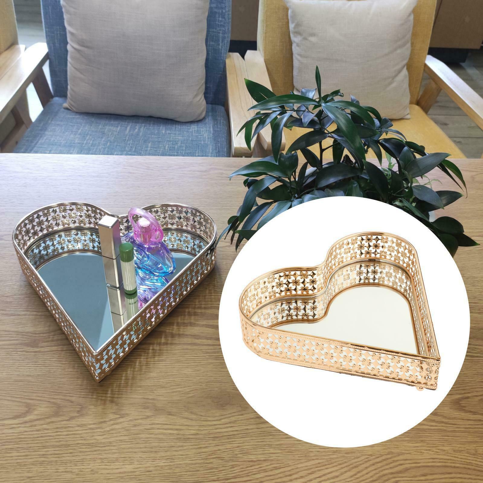 Golden Mirror Base Serving Dressing Drinks Tray Vanity Trinket Organizers