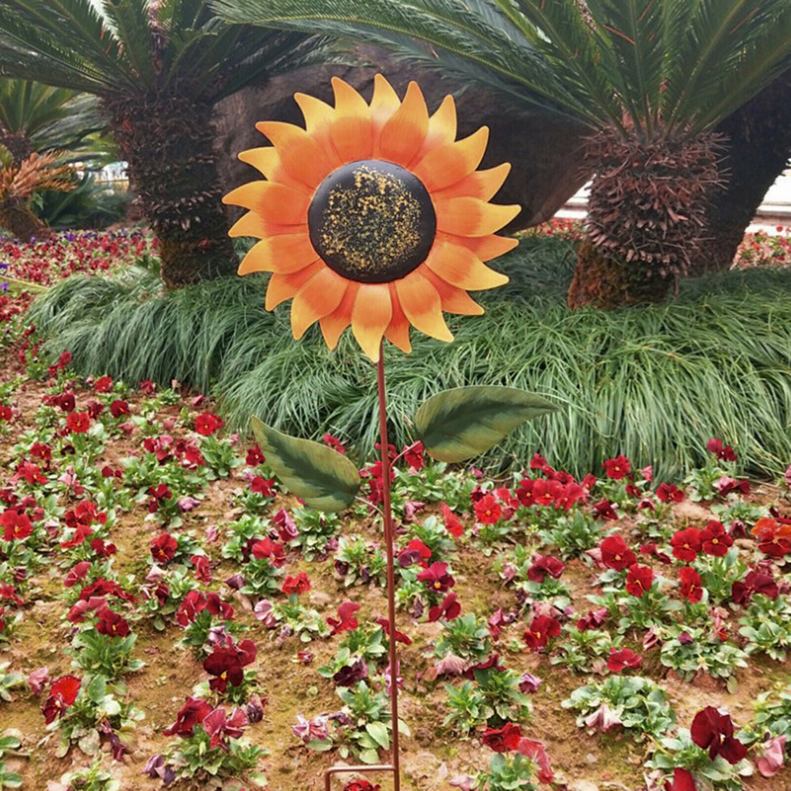 Sunflower Stake Stick Garden Yard Lawn Patio Landscape Ornaments Art Craft