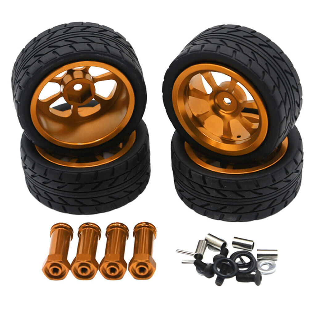 4pcs 1/14 RC Car Tires Tyres & Wheels For Wltoys 144001 w/ 12mm Hex Golden