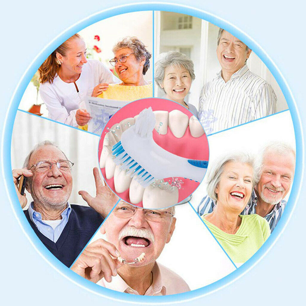 4 Packs Denture Cleaning Brushes Oral Care Toothbrush w/ Anti-slip Handle