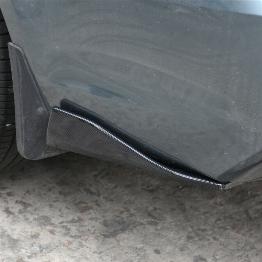 2 Pcs Car Side Skirt Rocker Splitters Diffuser Winglet Wings Bumper Carbon Fiber