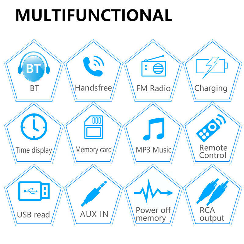 Single Din Car Stereo Radio Audio 4-Channel Bluetooth USB/FM /USB Remote Control