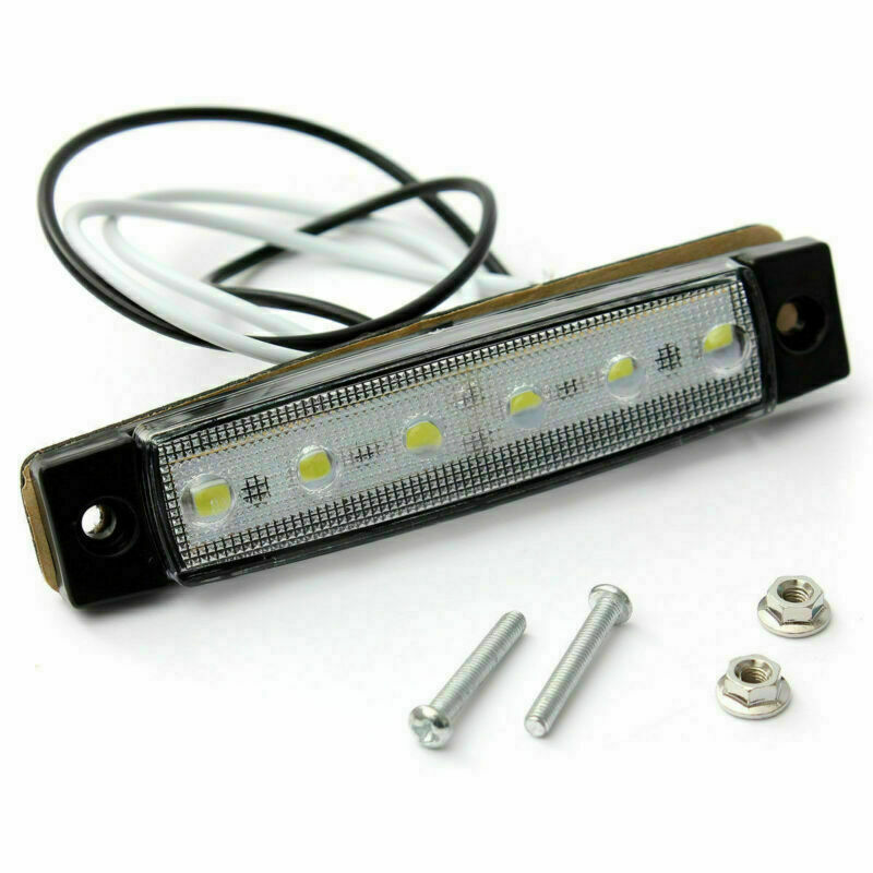 10x White 6 LED Side Marker Lamp Clearance Trailer Light Indicator Truck 24V 12V