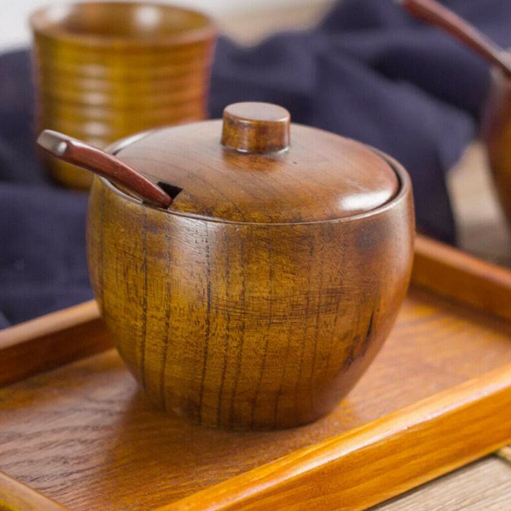 Wooden     Seasoning     Pot     Condiment     Canister     Spoon     Tray