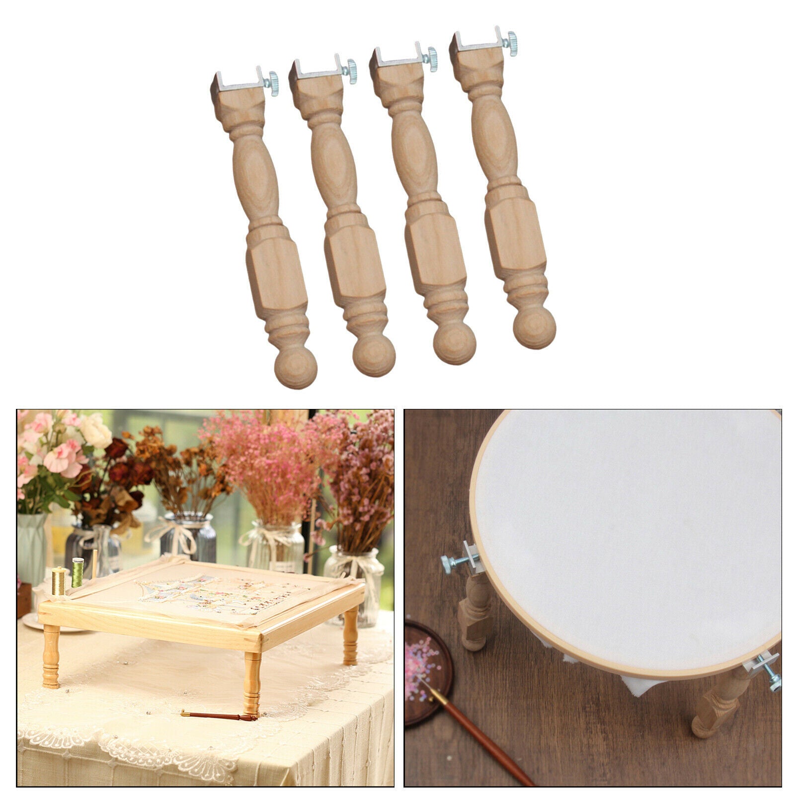 4x Cross Stitch Frame Tabletop Floor Stand Embroidery Sewing Hoop Leg Craft