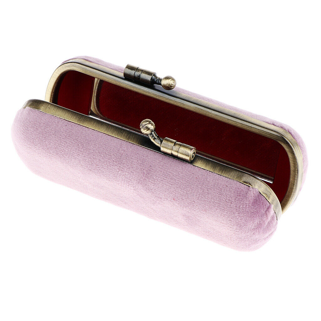 Lipstick Holder Makeup Case Storage Box Mirror Purse Pocket  Pink