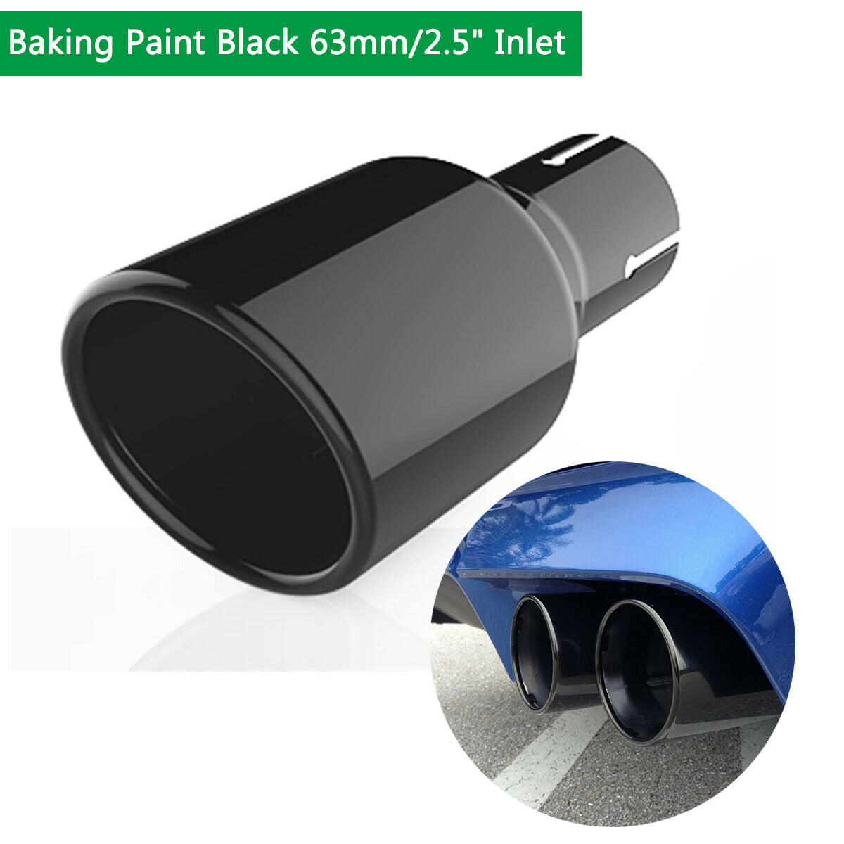 Car Muffler Tip Exhaust Pipe Stainless Steel Baking Paint Black Fit 2.3 - 2.5''