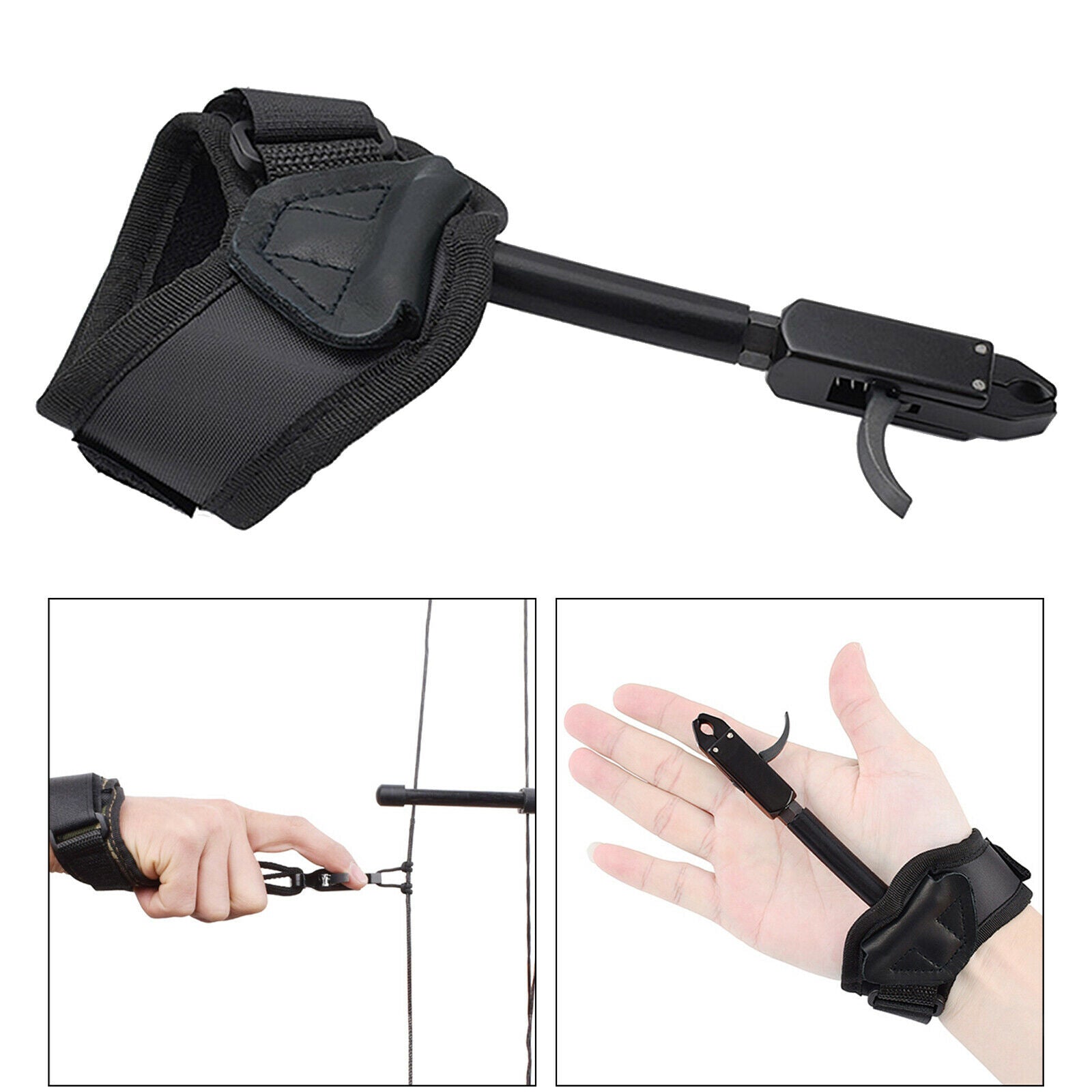 Archery Release Aid Buckle Black Wrist Strap Compound Bow Quick Shot Hunting