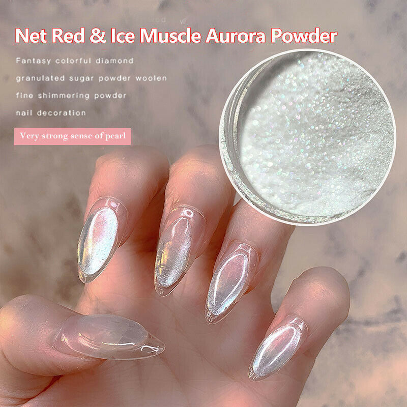 DIY Nail Powder Jelly Crystal Aurora Shiny Powder Glitter Flash Nail Dust Tips