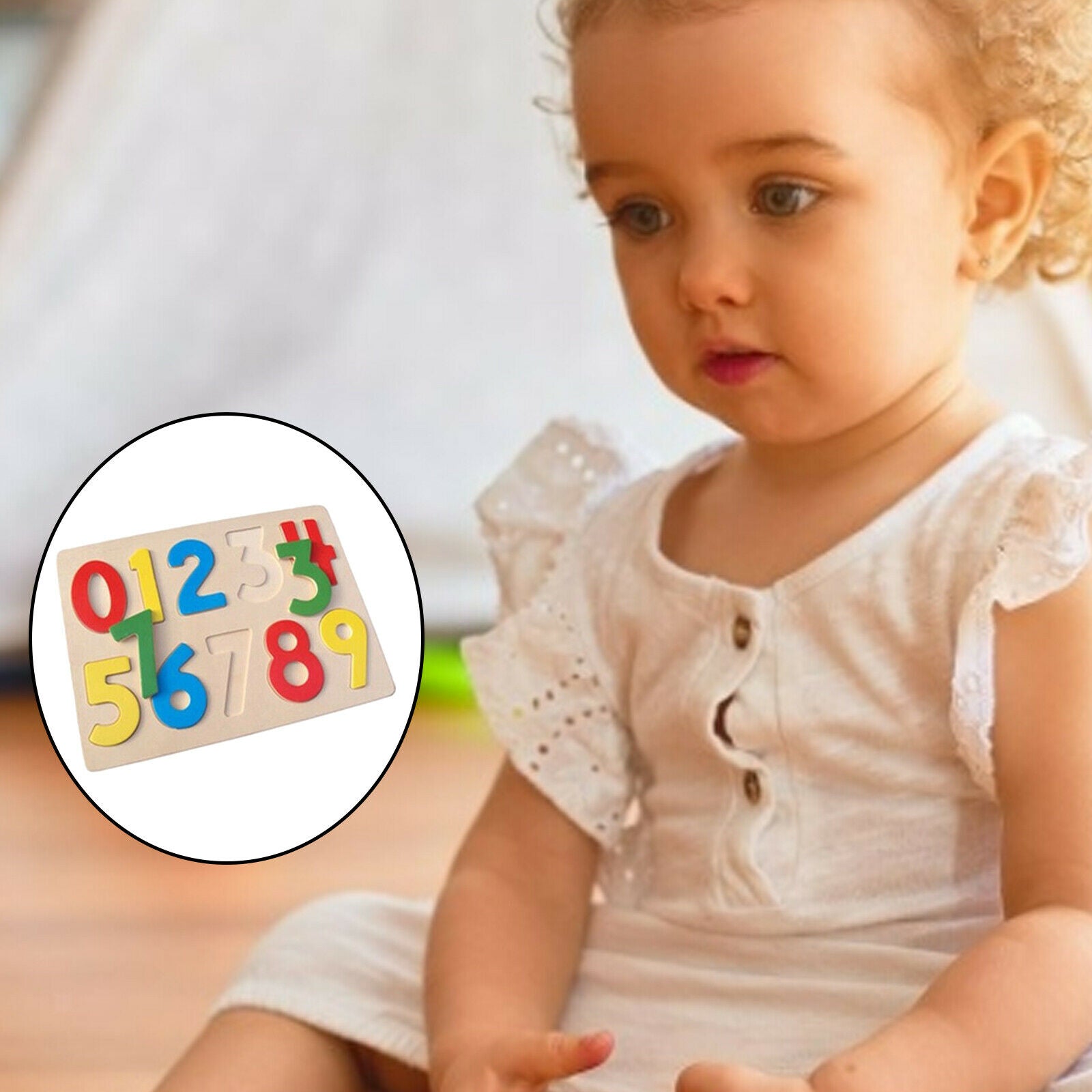 Wood 0-9 Number Puzzle Board Pre- Educational Montessori Toys for Kids