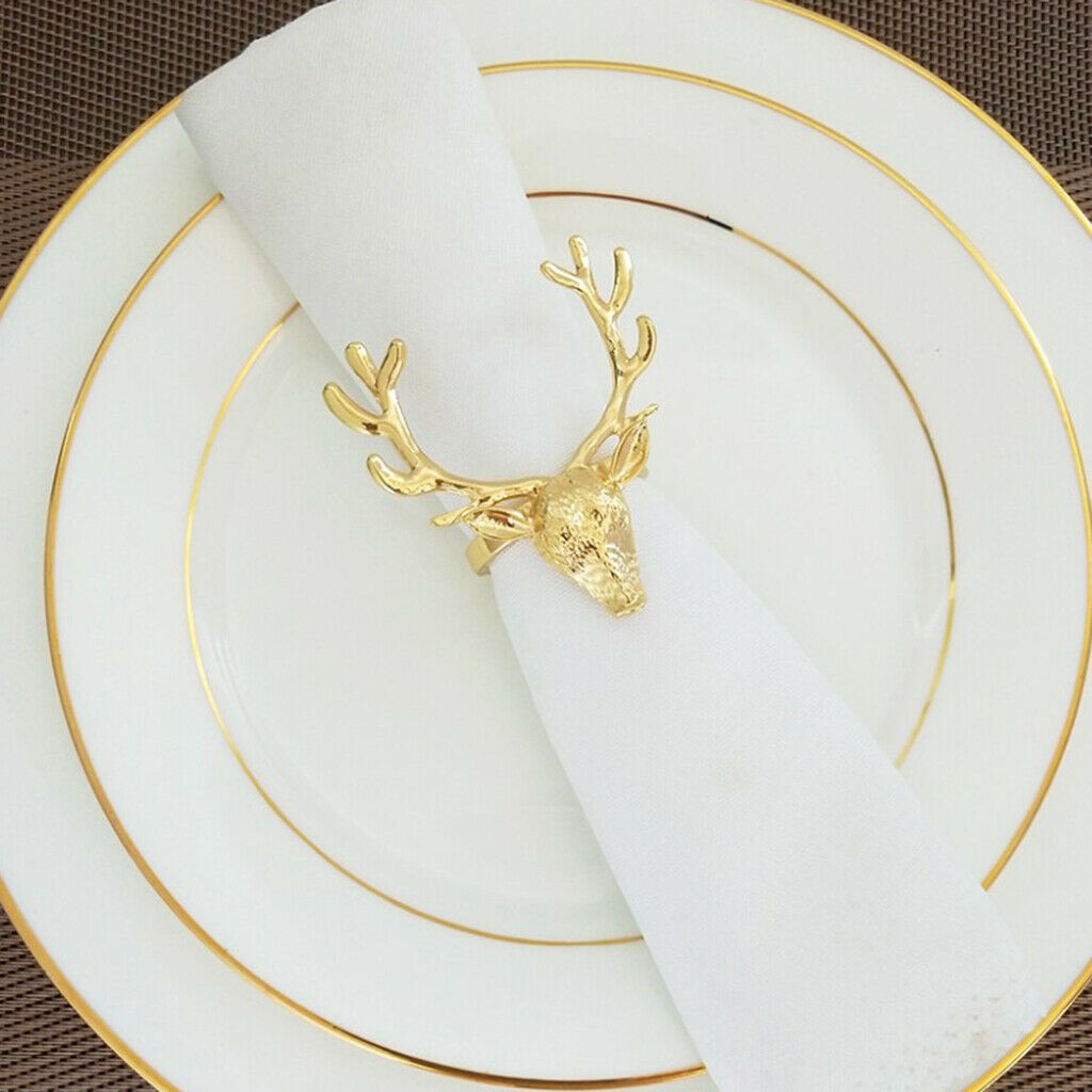 12pcs Dinner Napkin Rings Reindeer Serviette Towel Rings For Wedding Party