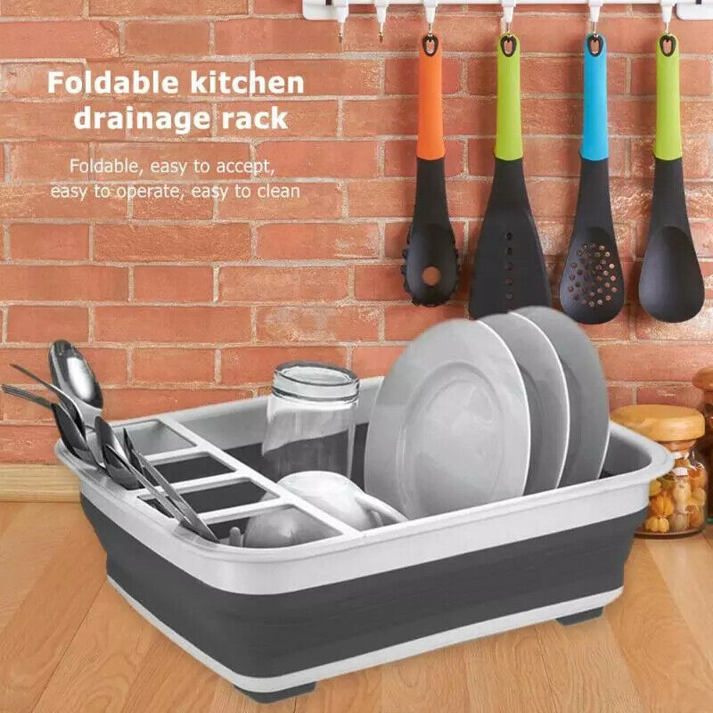 Foldable Dish Rack Kitchen Storage Holder Drainer Bowl Tableware Drying RackBDA