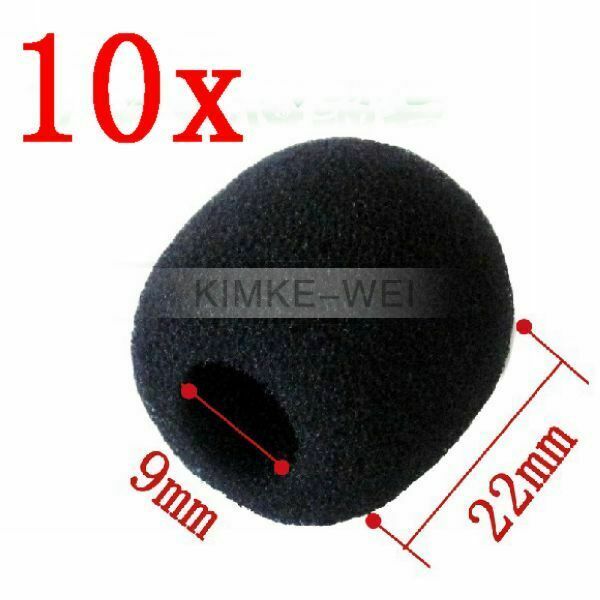 10 x Black Mini Microphone Headset Windscreen Foam Mic Cover 22x9 mm