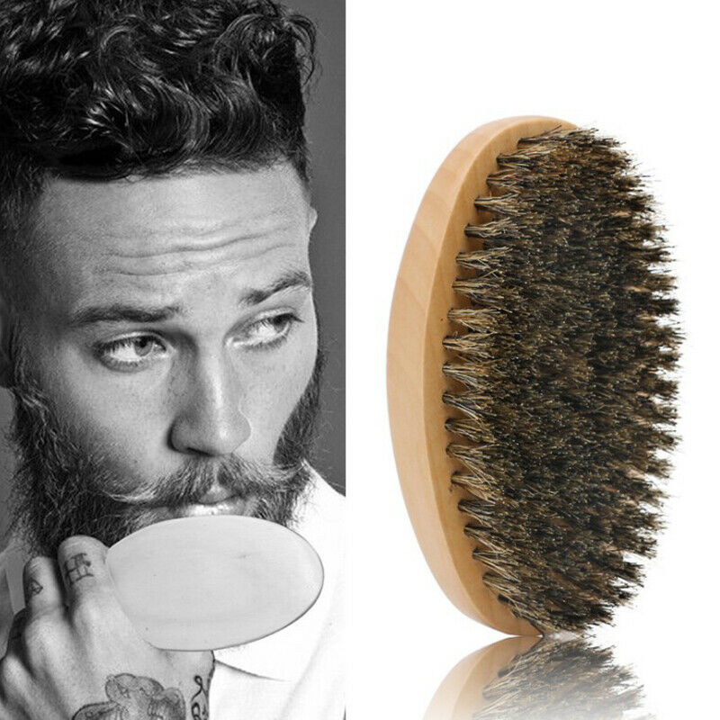 1pc Soft Boar Bristle Wood Beard Brush Hairdresser Shaving Tool Men Mustache Lt
