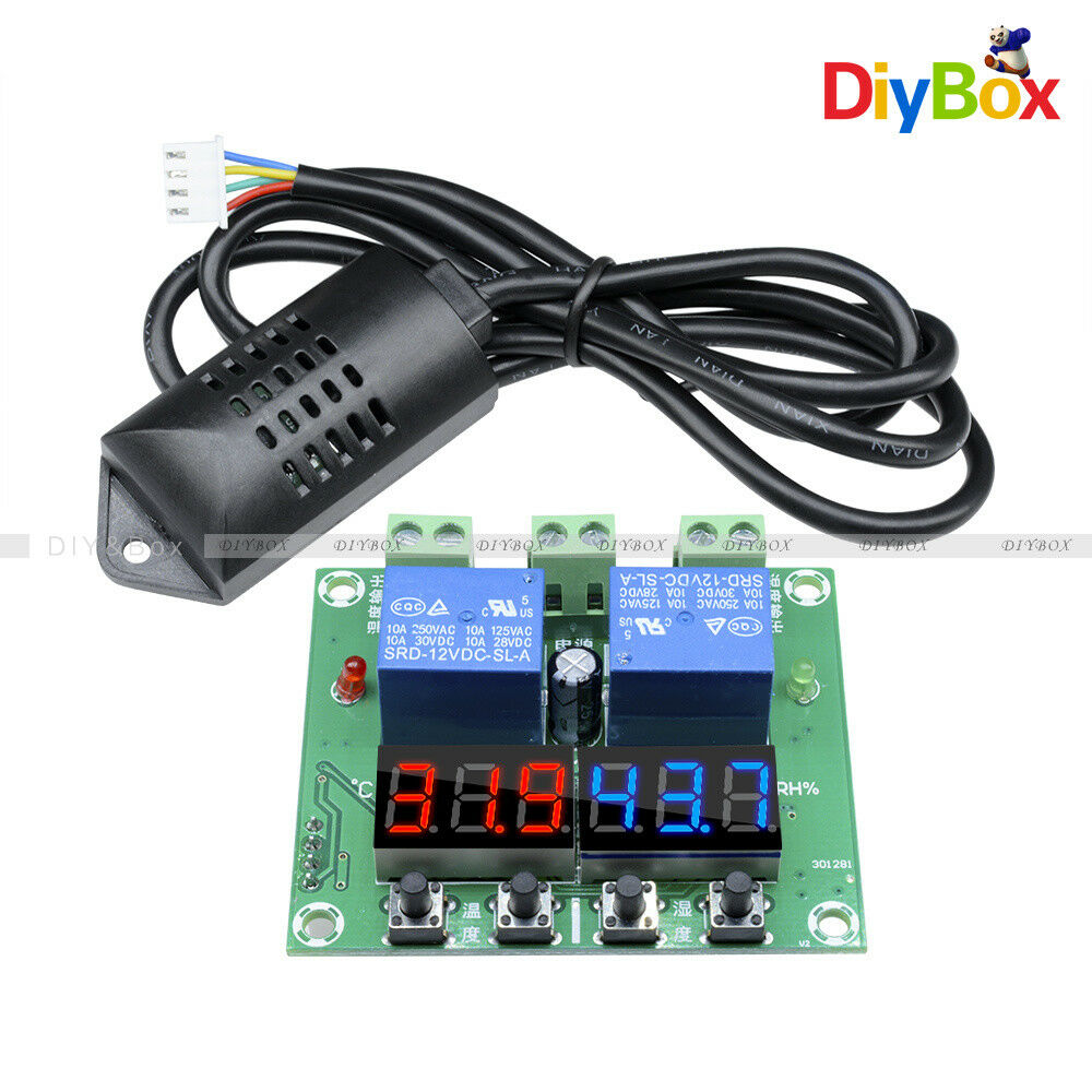 DC 12V XH-M452 Dual LED Display Temperature Humidity Thermostat Control + Probe