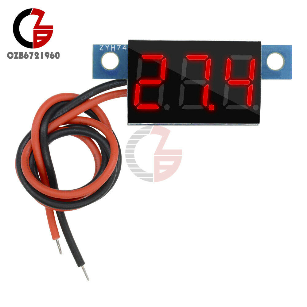 Red 0.36 inch 2 Wire 3 LED 3.3-17V Panel Meter Mini Lithium Battery Voltmeter