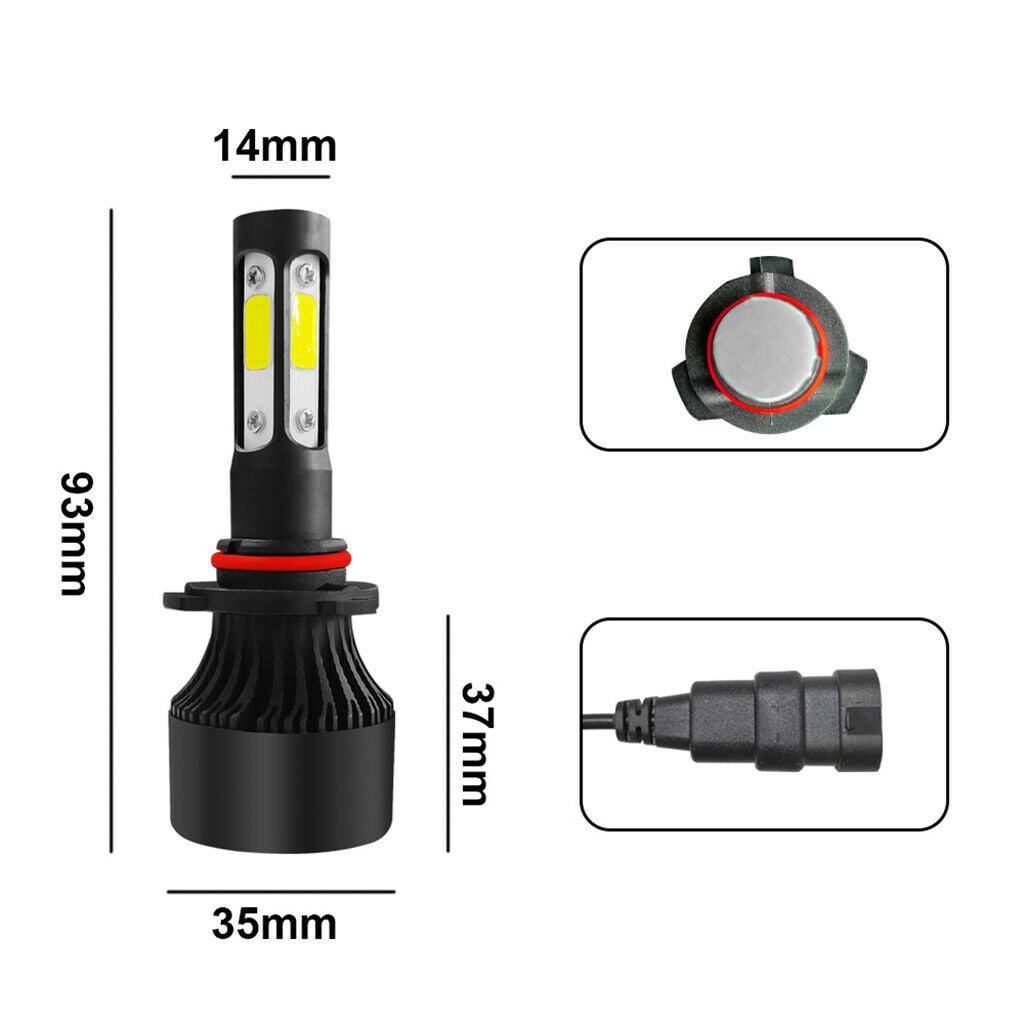 4Side S2 Black LED Headlamp Bulb Conversion Kit Hi/Lo Beam Lamp 9005 HB3 H10