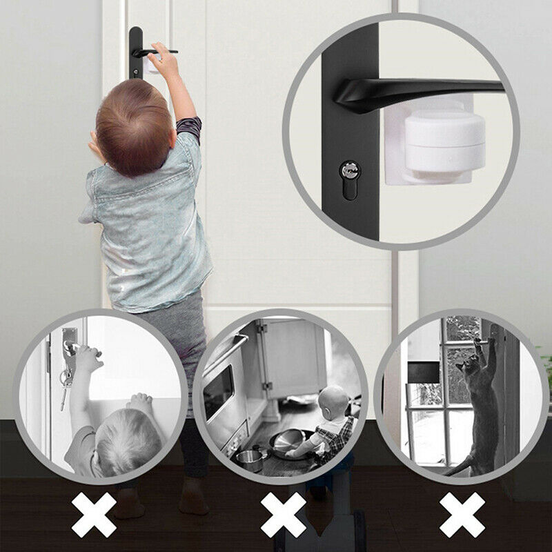 1Pcs Door Lever Child Lock Cabinet Baby Proofing Deter Kids Opening Handle LFCA