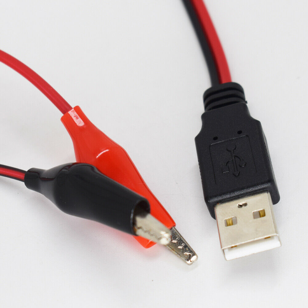 10pcs 0.5M/50cm USB A Male To Dual Alligator Clip Phone Test Power Cable Lead