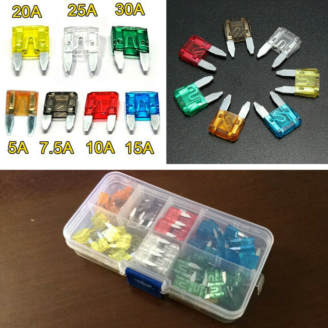 120PCS Car SUV Truck Mini Blade Fuse Set (5 / 7.5 / 10 / 15 / 20 / 25 / 30 AMP)