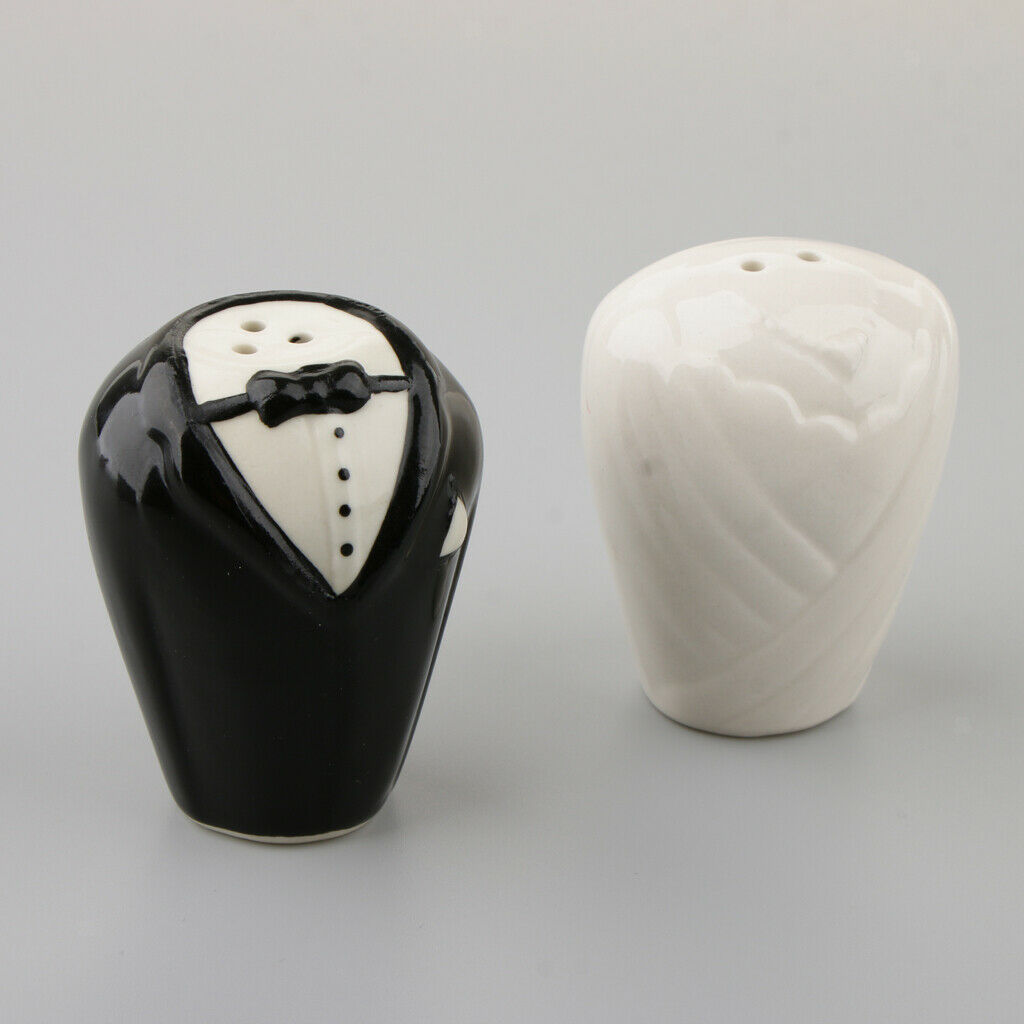 Bride and Groom Tuxedo Salt and Pepper Shakers Set Wedding Christmas Favor
