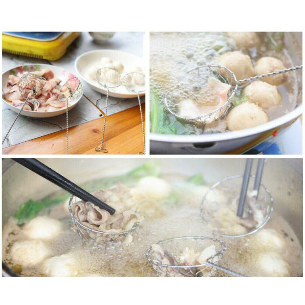 Long Handle Fondue Sieve Hot Pot Colander Stainless Steel Fondue Strainer