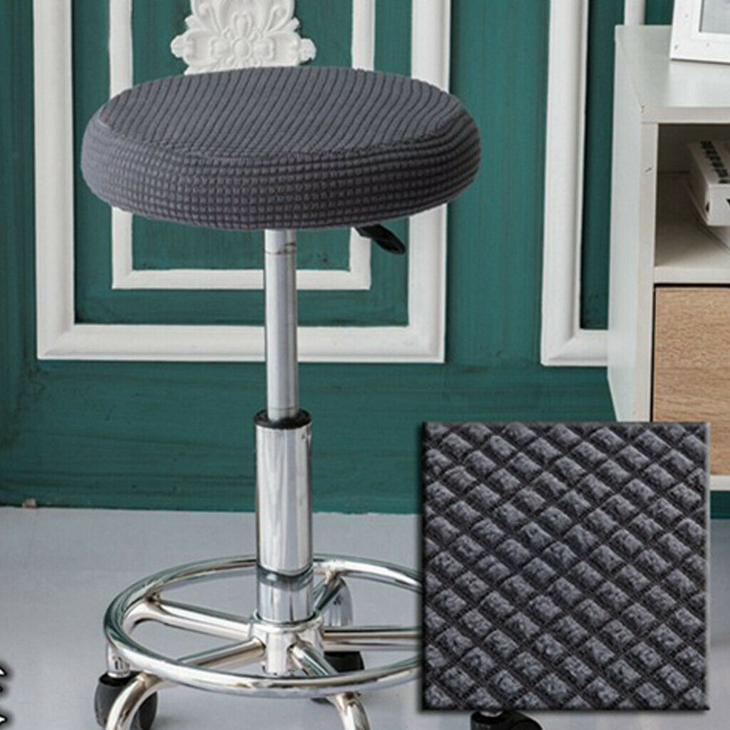 4X Stretchy Round Bar Stool Cover Chair Seat Cushion Fits 30-38cm Deep Grey