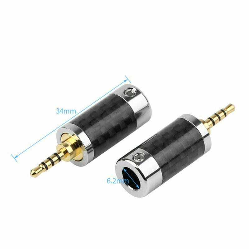 1PC 2.5mm 4 Pole Stereo Carbon Fiber Male Step Plug Metal Splice Adapter