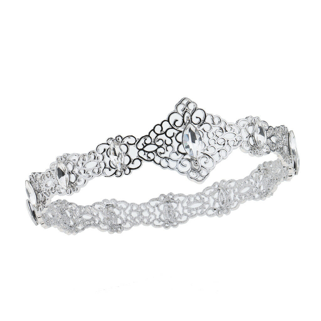 Hollow Flower Rhinestone Bridal Headband Pageant Princess Crown Headband
