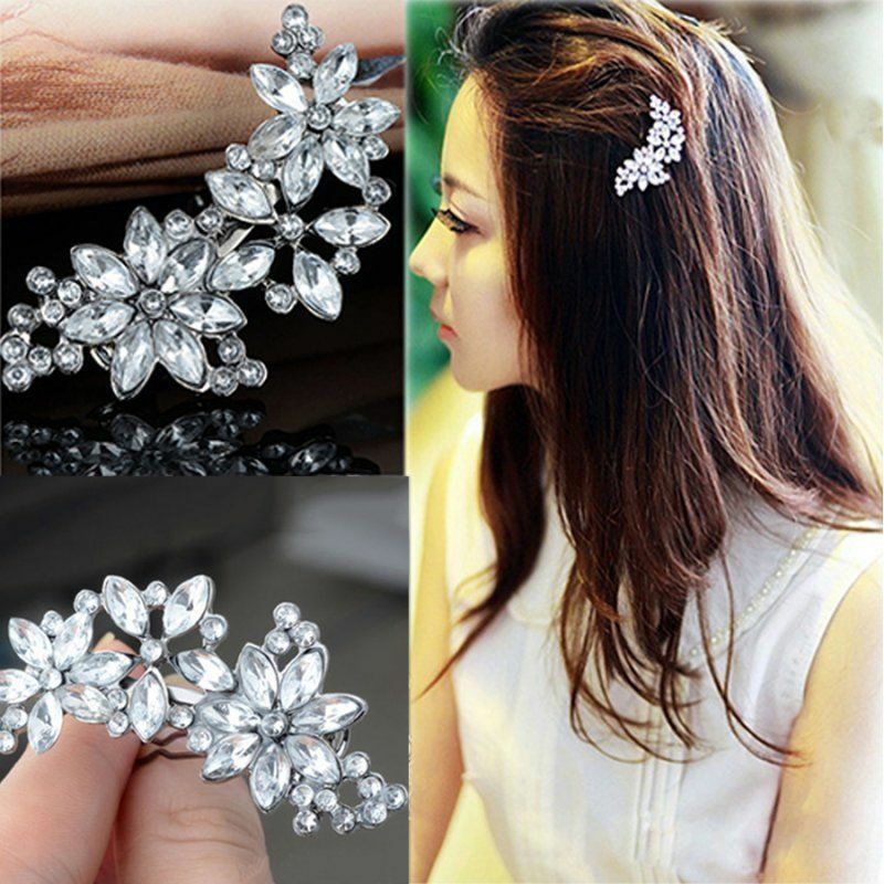 Bridal Wedding Fashion crystal Rhinestone Flower hair barrette clip Hairpin