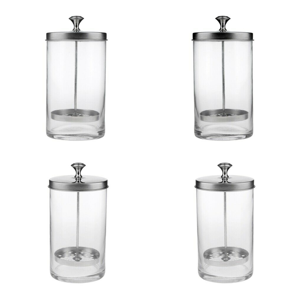 4 Pieces Clear Sanitizer Disinfectant Glass Jar for Hair Styling Barber S