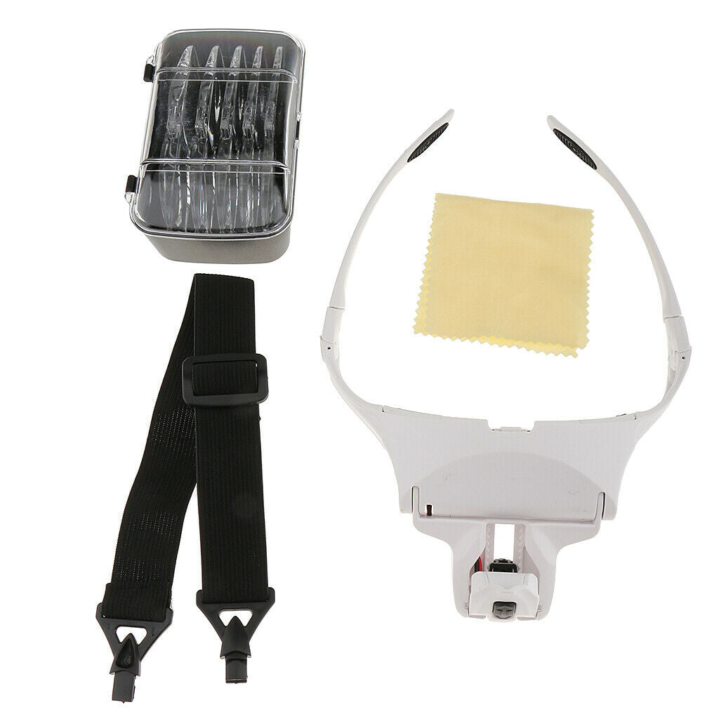 5 Lenses LED Head Light Magnifier Glass Microblading  Eyelash Makeup