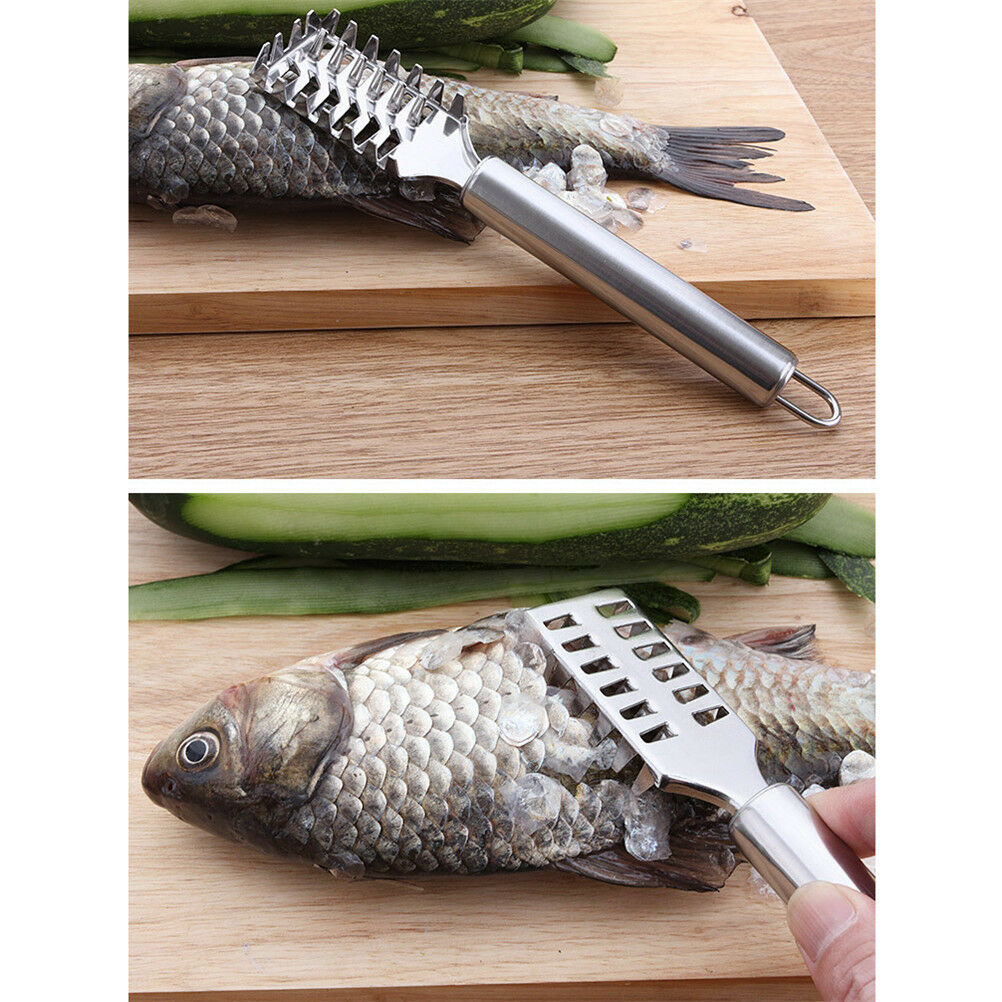 Stainless Steel Fish Scale Remover Cleaner Scaler Scraper Peeler Kitchen DD