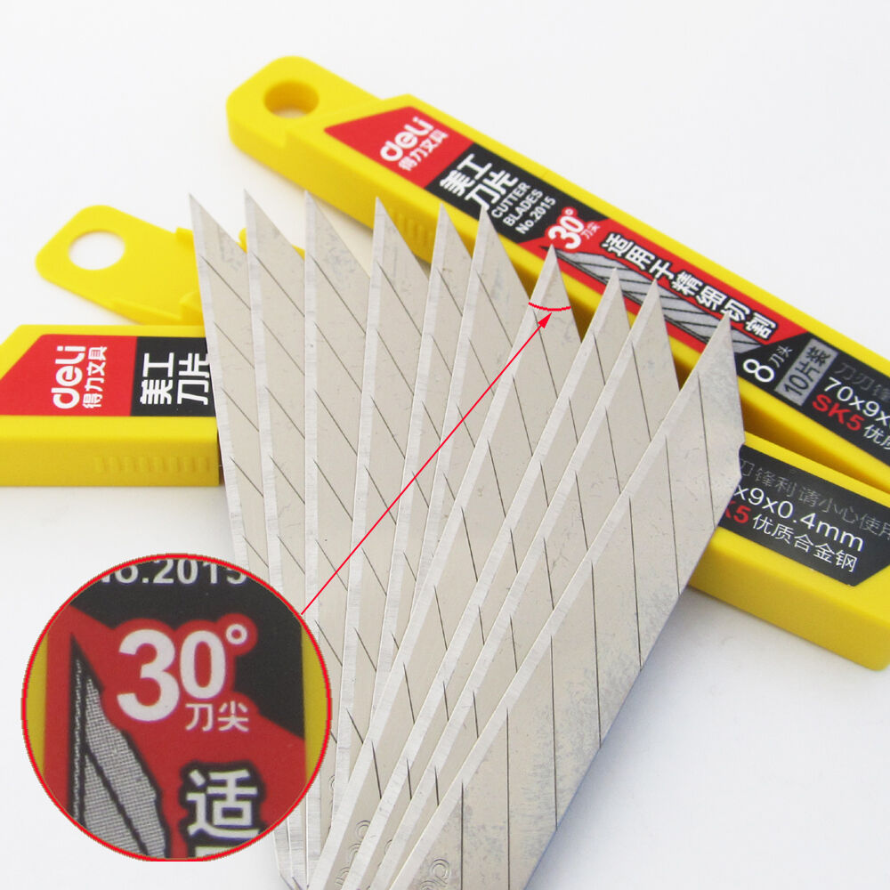 36packs 360Blades DELI SK5 Steel 70x9x0.4mm Tip Cutter Blades No.2015 30 degree