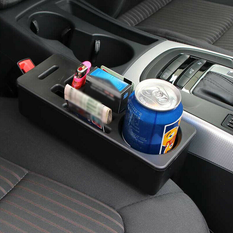 Multifunction Car Seat Crevice Storage Coin Box Organizer Phone Cup Holder Black