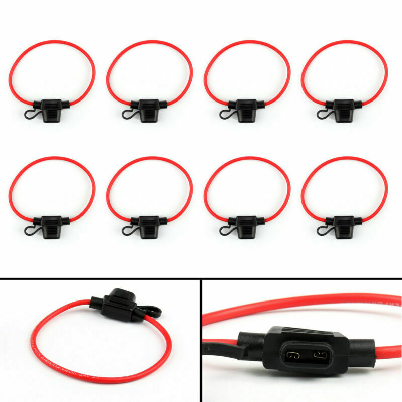 8Pcs Medium Blade Fuse Holder ATC ATO Waterproof 16AWG In-Line Wire For Car BS5