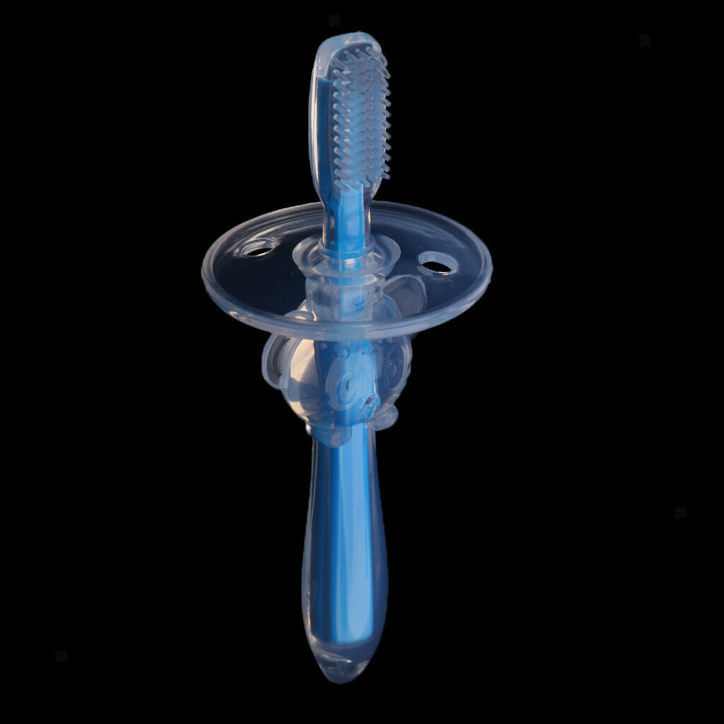 Infant Soft Teeth Toothbrush Silicone Baby Child Kids Dental Care Blue