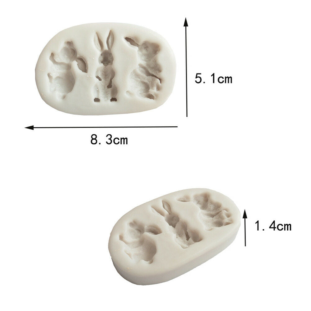 Rabbit silicone fondant bunny chocolate gumpaste mold cake decorating too.l8