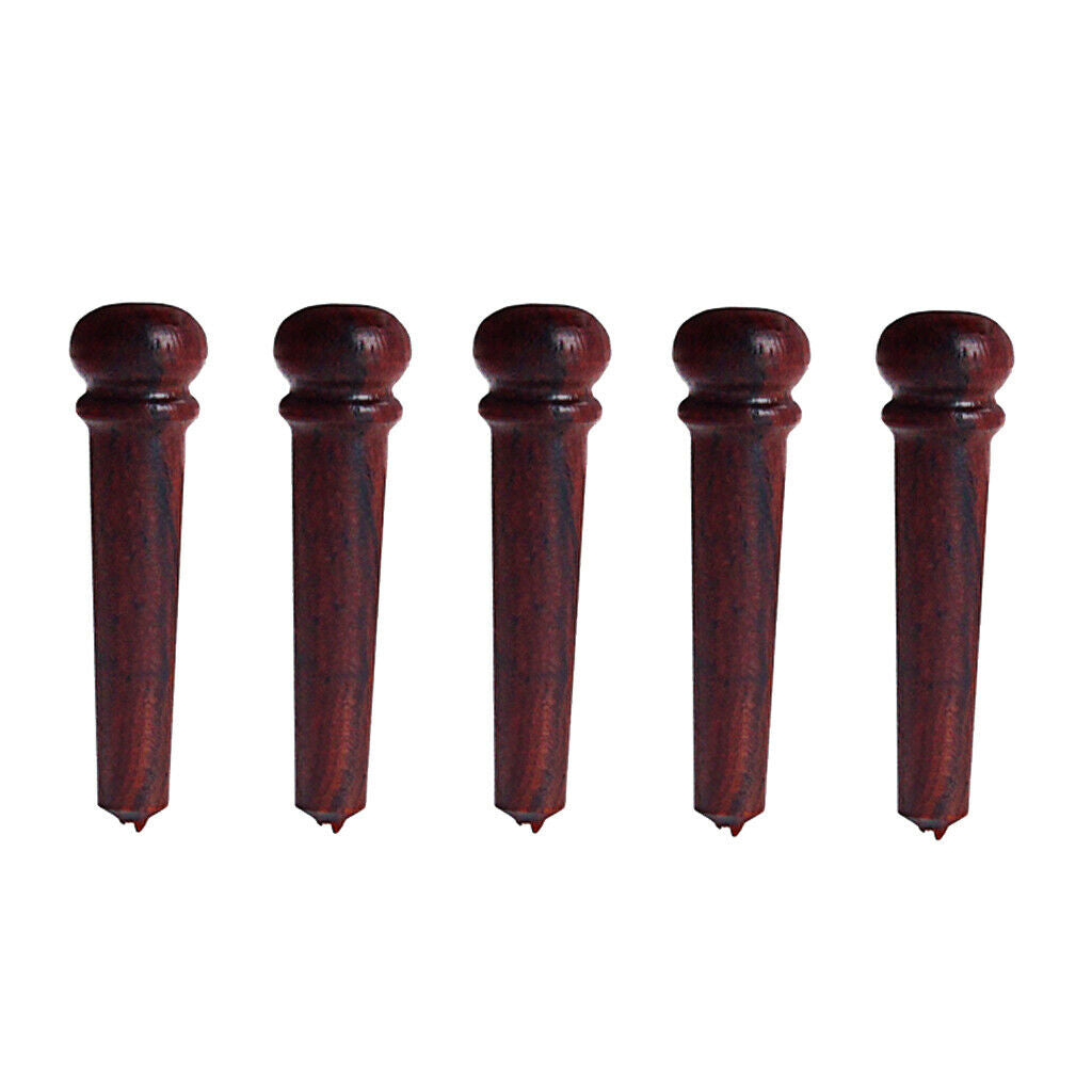 6 Pcs of Set Acoustic Folk Guitar Pins Rosewood Bridge Pins 30.5x8x3.5mm