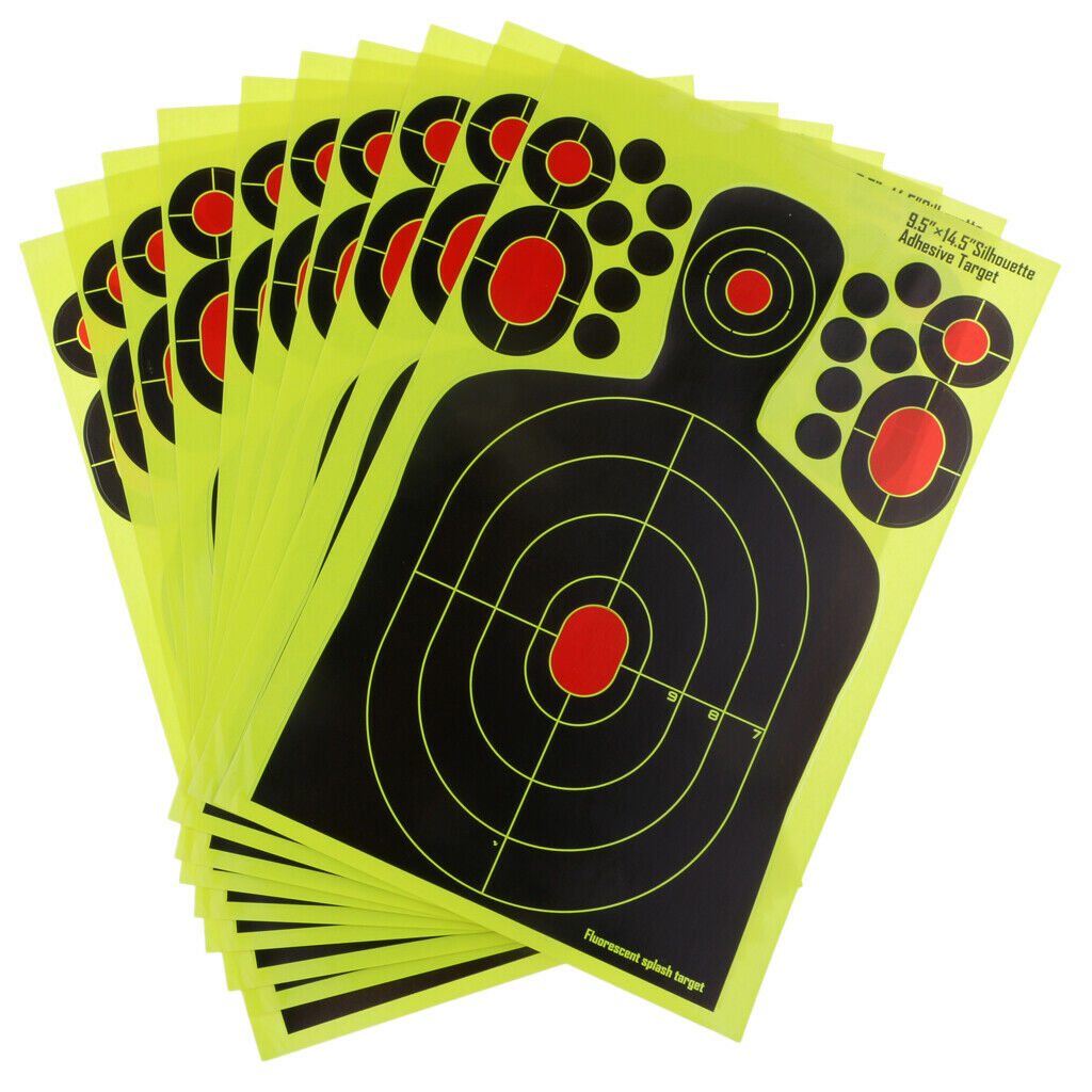 10x Silhouette Shooting Range Paper Target Reactive Splatter Adhesive Target