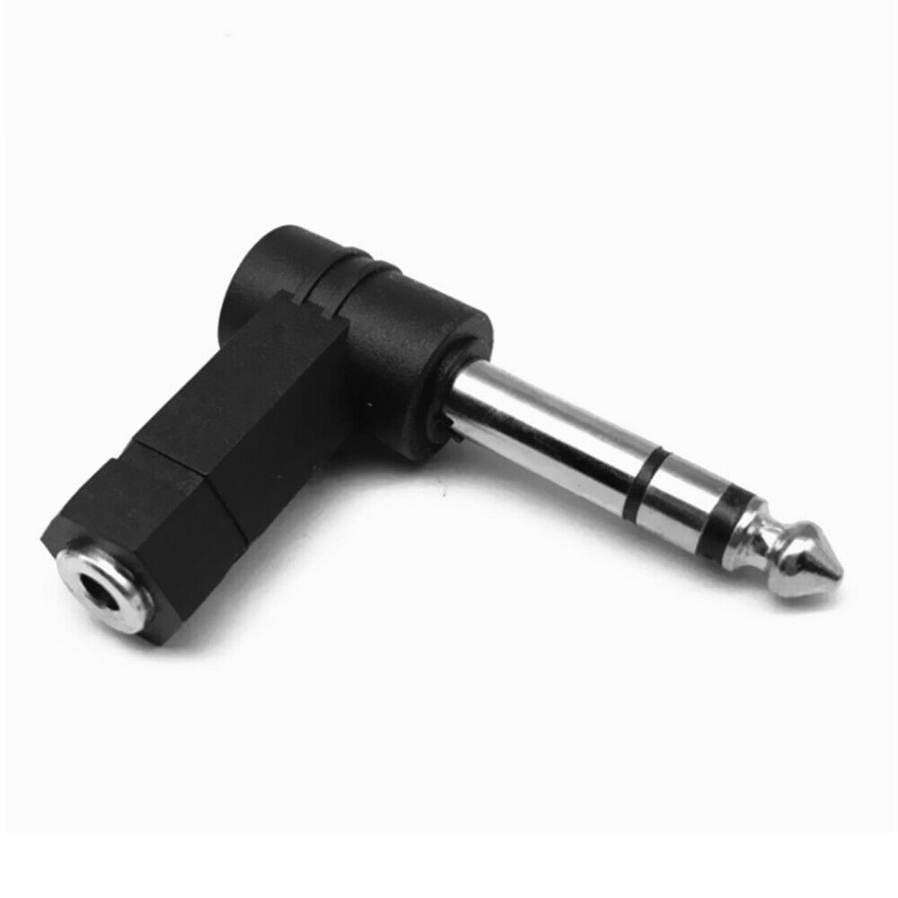 6.35mm Male to 3.5mm Female Plug 3 Pole Stereo Audio Adapter 90 Degree