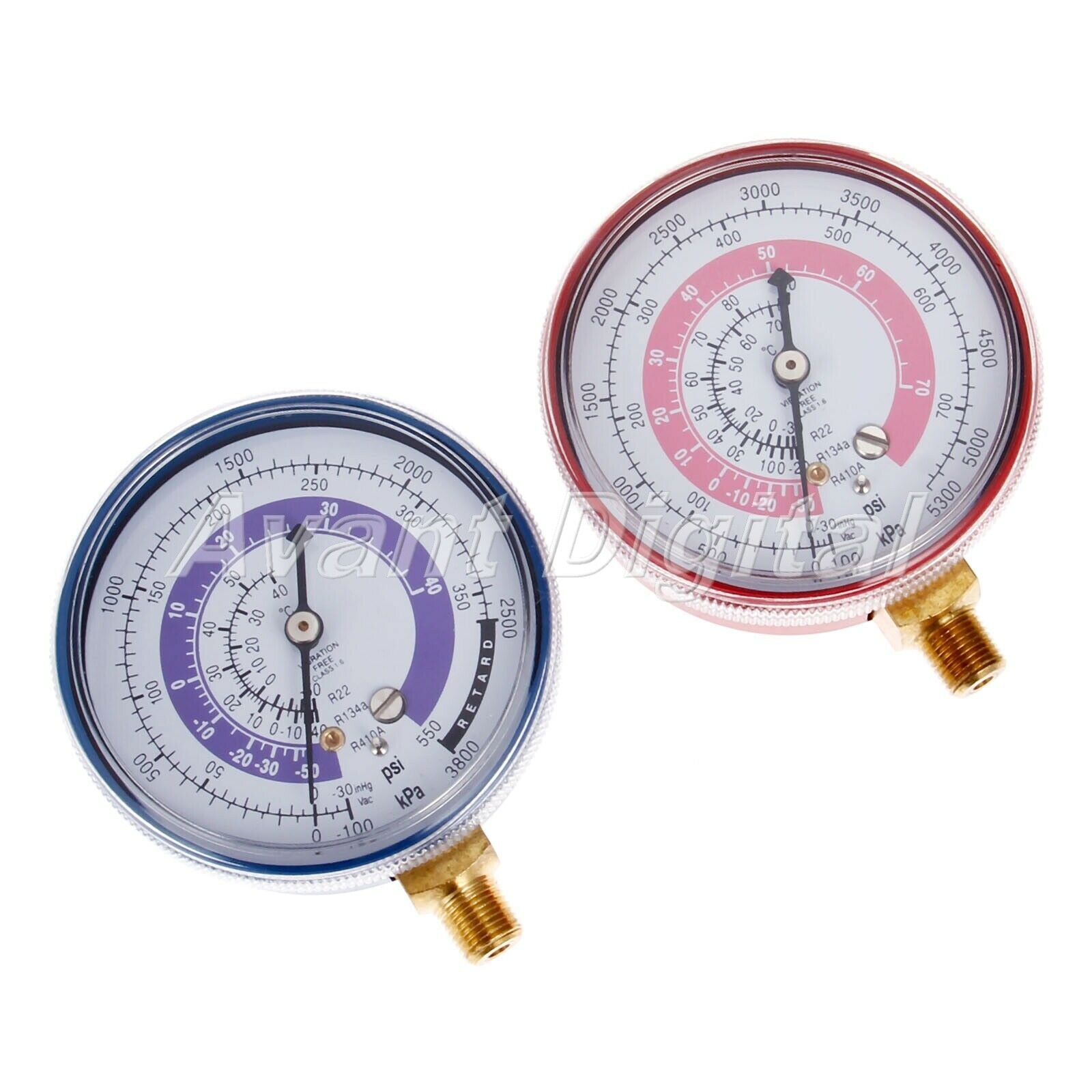 High Red Low Blue pressure gauge 1/8” NPT Compatible For R22 R12 R134a R410 New