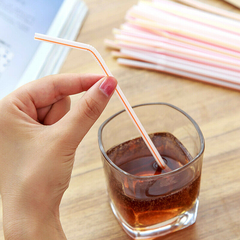 100xDisposable Plastic Straws Party Beverage Home Straws Drinking Useful Tool HN