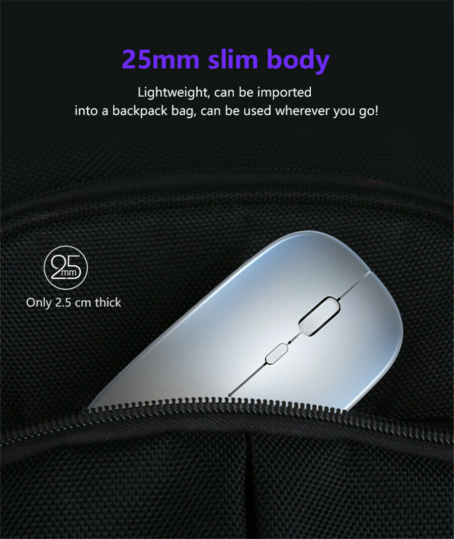 2.4GHz Wireless Mouse Cordless Mice USB Rechargeable For PC Laptop Smart TV