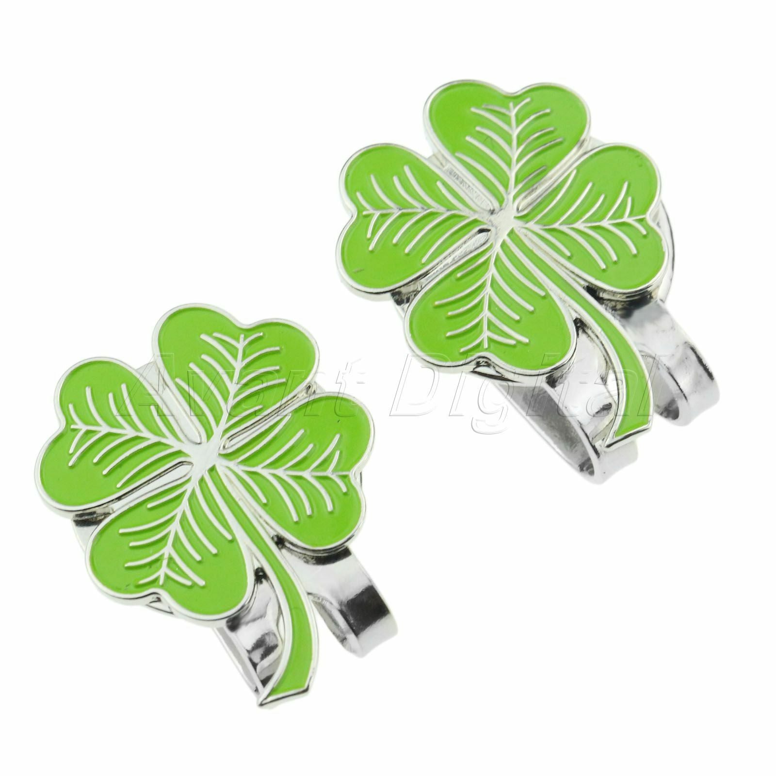 Sport Four Leaf Clover Hat Clip With Magnetic Golf Ball Marker Rub Training Game